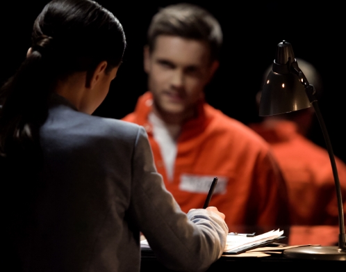 detainee being interviewed